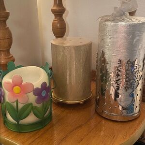 Set of 3 Random Candles with Metal Holders :